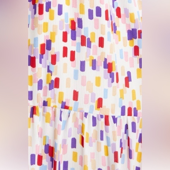 Women's Sam Edelman Confetti Smocked Bodice Maxi Dress SZ 12 White Multi - Picture 12 of 12